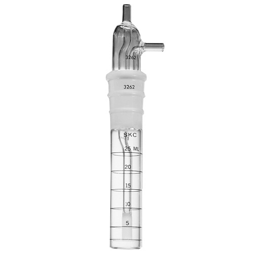 225-36-5 Spill-resistant Glass Midget Impinger, 25 ml, fritted nozzle
