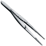 Forceps with serrated pointed tips