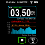 HD-1620 Screen Display 2 showing measured data in graph format and alarm levels